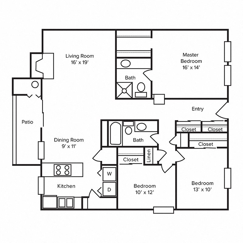C2B Floor Plan at Dunwoody Pointe Apartments in Sandy Springs, Georgia, GA